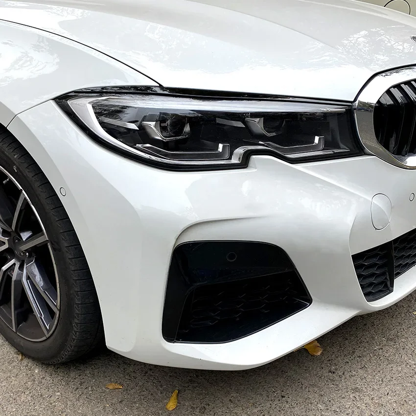 BMW 3 시리즈 G20 G28 세단 2019 2020 2021용 글로스 블랙 자동차 헤드라이트 아이리드 눈썹 ABS 플라스틱 액세서리