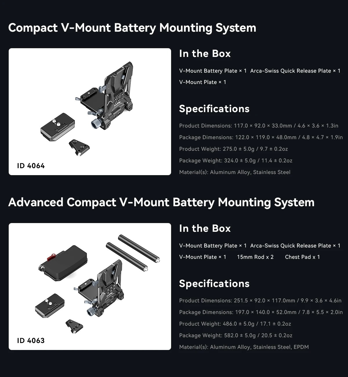 SmallRig Universal Compact V-Mount Battery Plate Mounting System 4063 4064 For S