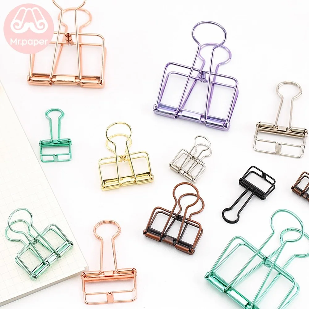 Mr Paper 8 Colors 3 Sizes 1 Pcs Colors Gold Sliver Rose Green Purple Binder Clips Large Medium Small Office Study Binder Clips 2