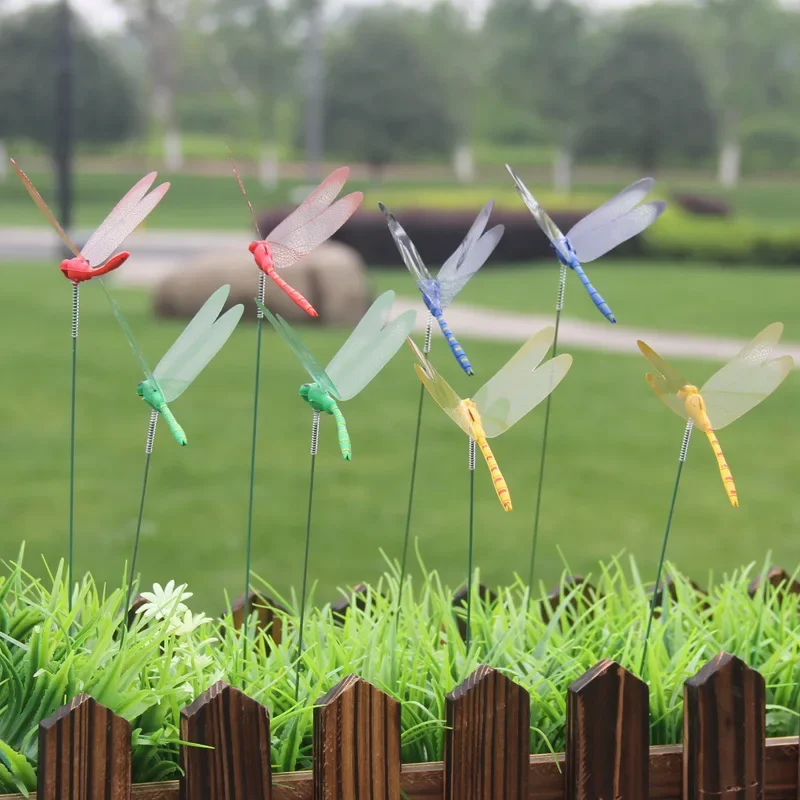 Dragonflies Insert Rod Potted Gardening Decoration Simulation Dragonfly Home Decoration Background Gardening 10Pcs Garden Art Decor Dragonfly Decoration