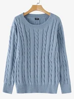 VONDA Autumn Long Sleeve Knitted Sweaters Round Neck Causal Solid Warm Pullovers 2024 Commute Or Holiday And Leisure Jumpers 1