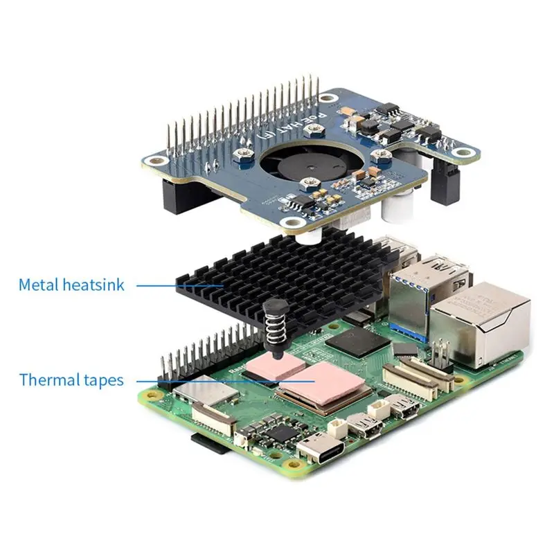 CLCU Raspberry Pi 5 Poe HAT 파워 오버 이더넷 802.3Af 모듈(Pi5용)