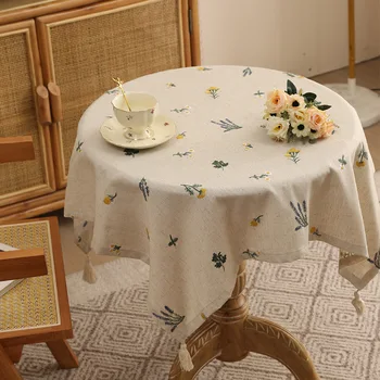 Tovaglia in lino con orecchio di grano ricamato per cucina, soggiorno, tavolo da pranzo, decorazione festiva per la tavola 1