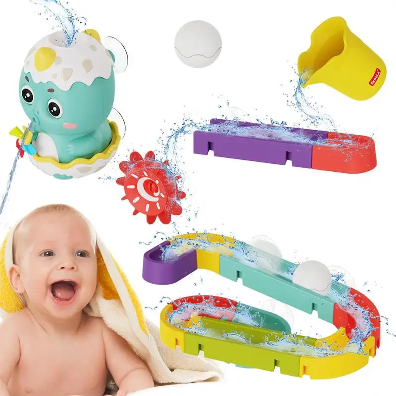

Kid Bath Toys Dinosaur Spinner Shower Play Toy With Orbit Floating Squirting Toys For Boys And Girls DIY Slide Set Shower Toy