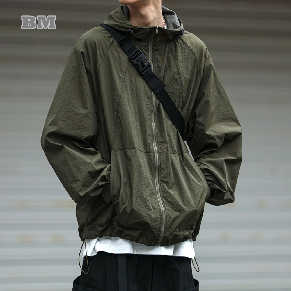 

Spring Summer Outdoor Sunscreen Clothing Japanese Streetwear Light Breathable Hooded Coat Men Harajuku Thin Jacket Trendy Hoodie