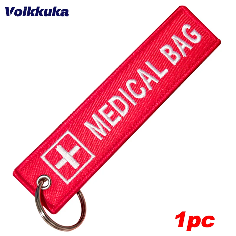 1 pc Großhandel Luftfahrt Schlüssel bund Top Gun Maverick Medical Bag beidseitig Stickerei Auto Tag Schlüssel Zubehör Rucksack Anhänger