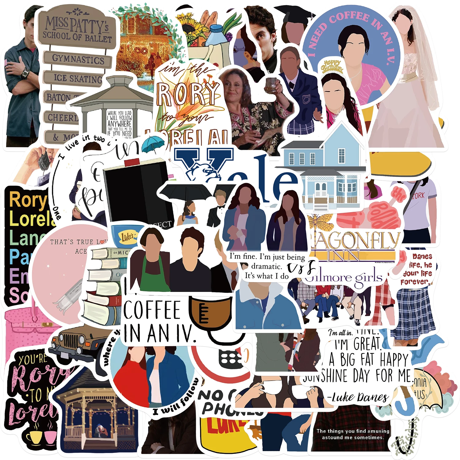 

50pcs Cartoon Gilmore Girls Sticker Graffiti Waterproof DIY Decals For Suitcase Notebook Refrigerator Water Cup Sticker