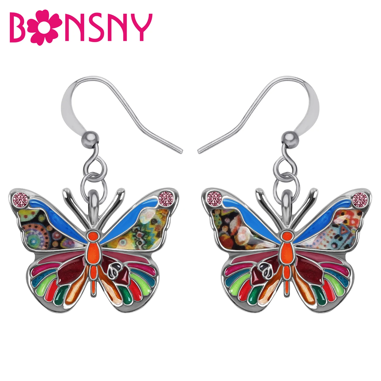 Eye Candy Los Angeles Abby CZ Butterfly Drop Earrings in Purple at Nordstrom Rack