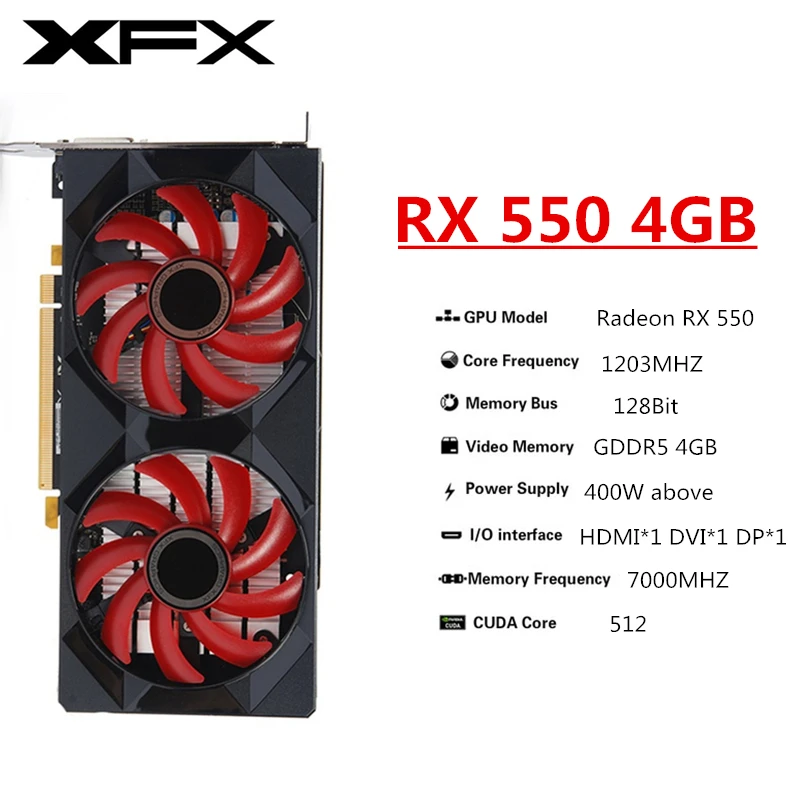 XFX RX 580 570 560 550 8GB 4GB Graphics Cards R7 R9 370 380 8G 2GB AMD GPU Radeon RX580 1660 Video Card Desktop PC Game Mining external graphics card for pc Graphics Cards