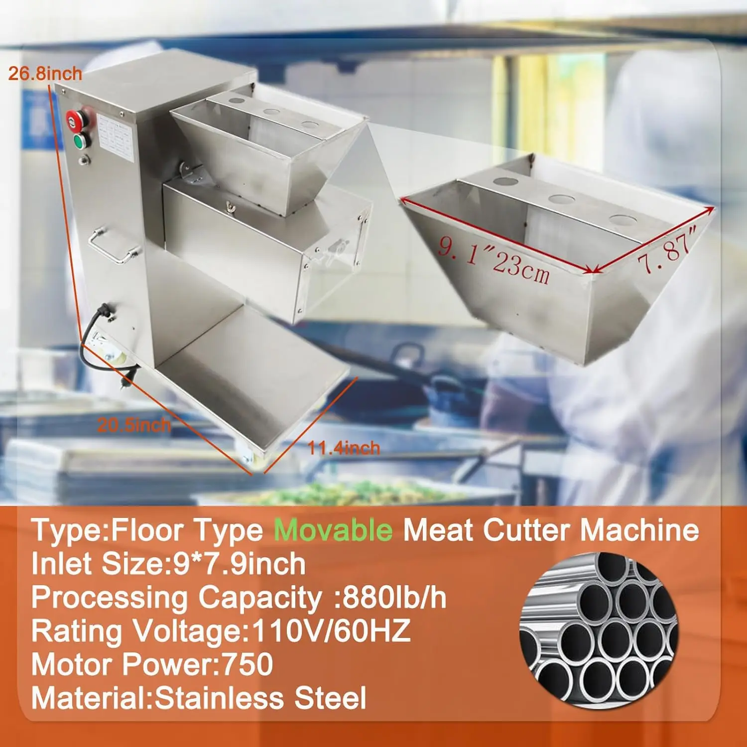 Haywhnkn 2.5Mm Meat Cutting Machine Commercial Meat Cutter Machine Meat Slicer For Meat Slice/Shredded Meat Full Stainless 5