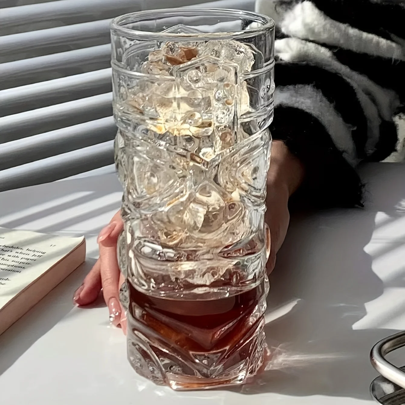 Description Picture 4 of item1pc 420ml Tiki Glass Cup Clear Water Cup Iced Coffee Mugs Cocktail Drinking Glass Cups Summer Drinkware Gift Halloween Decor
