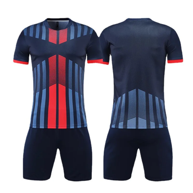 Customizable Men's Kid's Short-Sleeved Soccer Jersey Set, Quick-Drying Sportswear Set, Competition Team Uniform, Training Jersey