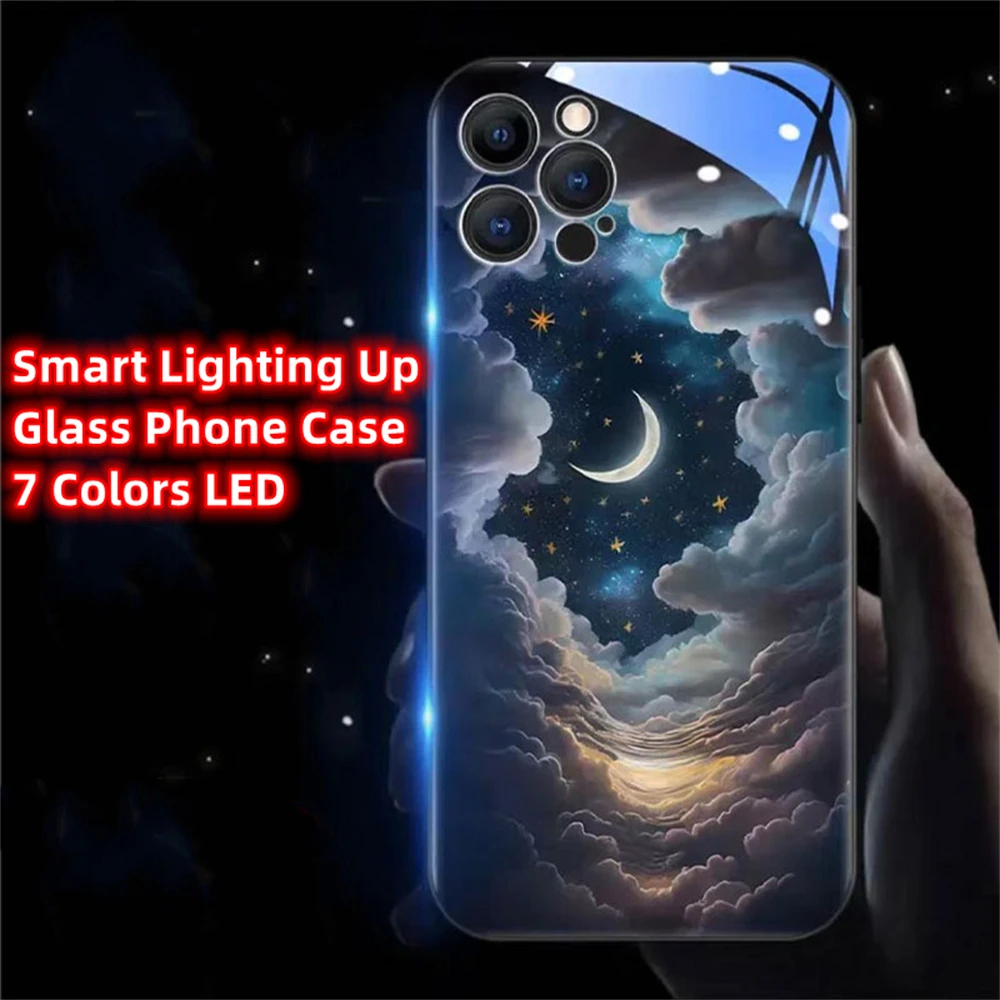 

Shining Starry Sky LED Light Glow Luminous Phone Case Glitter Cover For Samsung S24 S23 S22 S21 S20 FE Note 10 20 Plus Ultra