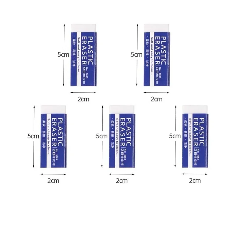 Pencil Eraser 5/1Pcs 2B PVC Eraser Clean and Mess Free Student Exam Sketch Cute Soft Rubber Eraser Office School Drawing Stationery Supplies