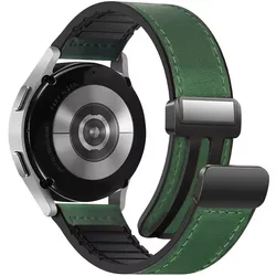 Versatile Leather Silicone Watch Strap - Universal Fit for Width 20mm (Green)