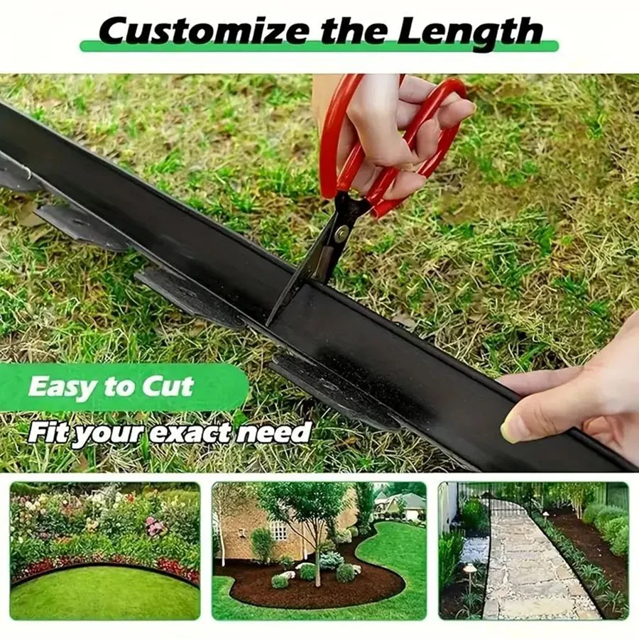 Garden Edging Kit Durable Plastic Landscape Barrier with Spikes for Grass and Stone Separation 2 Inch Tall Paving Edge 16.4Ft