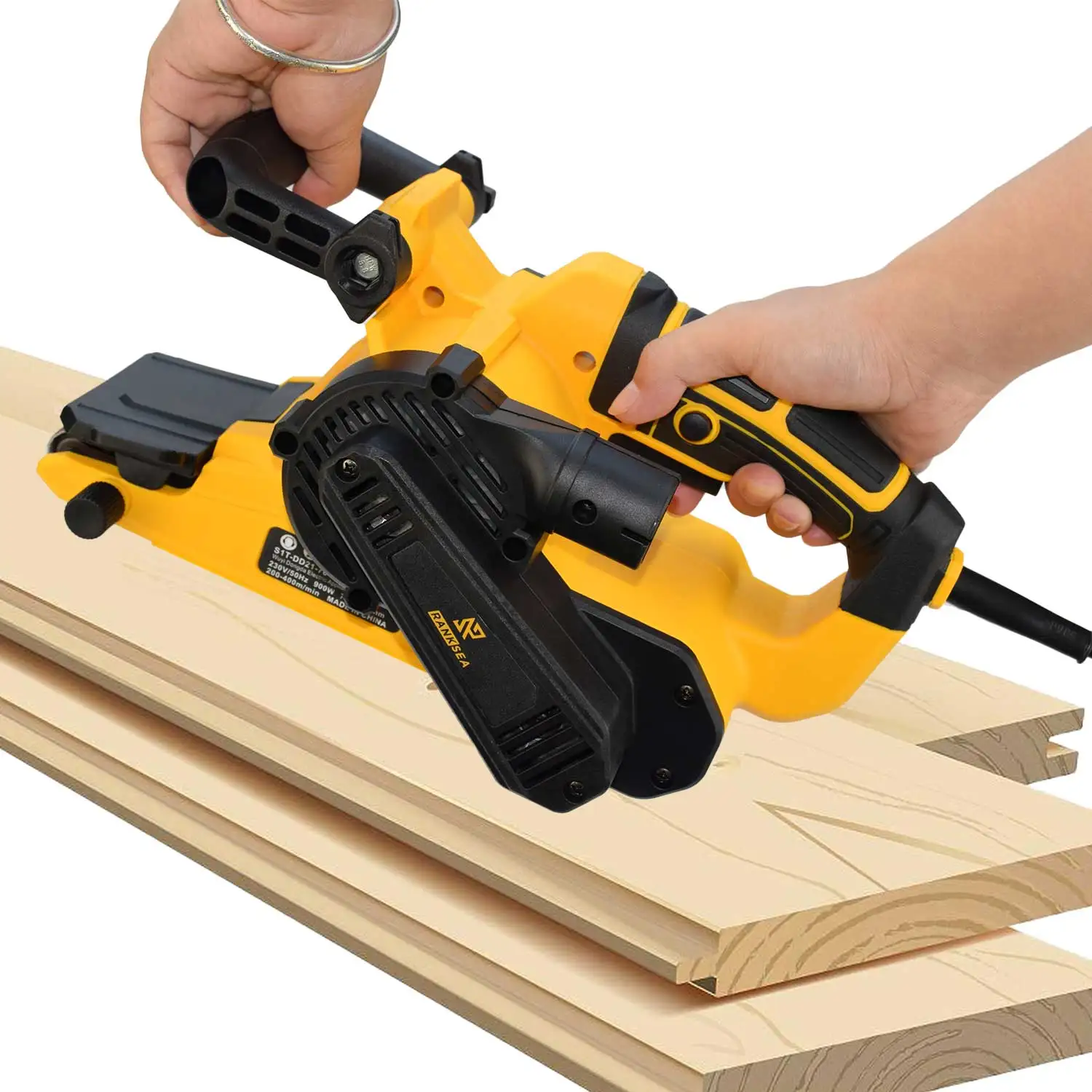 Belt Sander 200-400RPM with with Variable-speed Control, 2 in 1 Vacuum Adapter, Dust Bag for Stock Removal 3