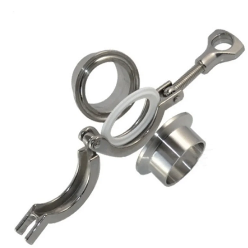 

A Set 51mm O/D Sanitary Tri Clamp Weld Ferrule + 2" Tri Clamp + Silicon Gasket Assembly 304 Stainless Steel For Homebrew