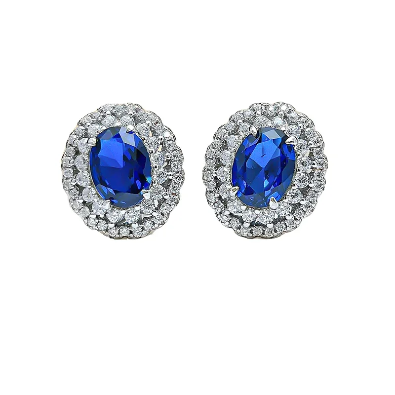 

Fashionable Classic Egg shaped Artificial Gold and Silver Set Versatile Style 925 Sterling Silver Earrings Wedding Jewelry