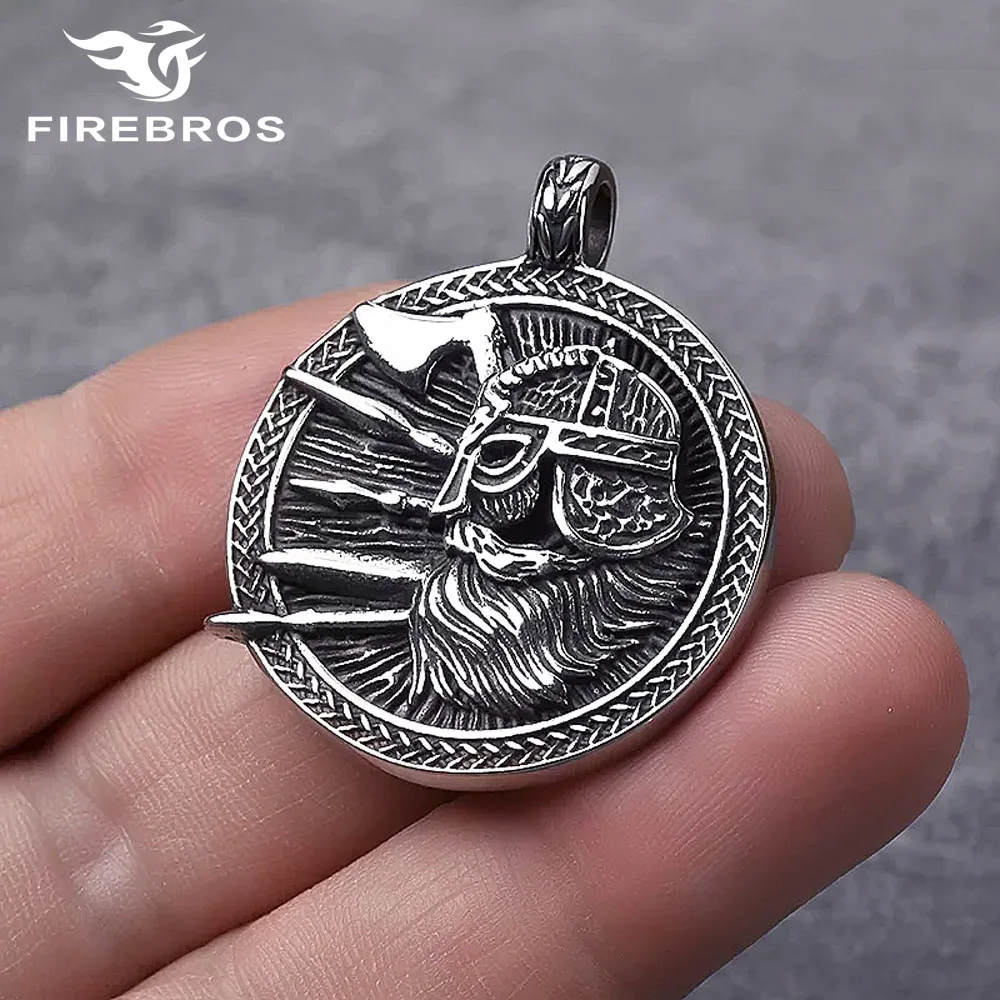 

FIREBROS 316L нержавеющая сталь воин копье топор меч Искусственный Мужской винтажный Ретро викингов ювелирные изделия подарок