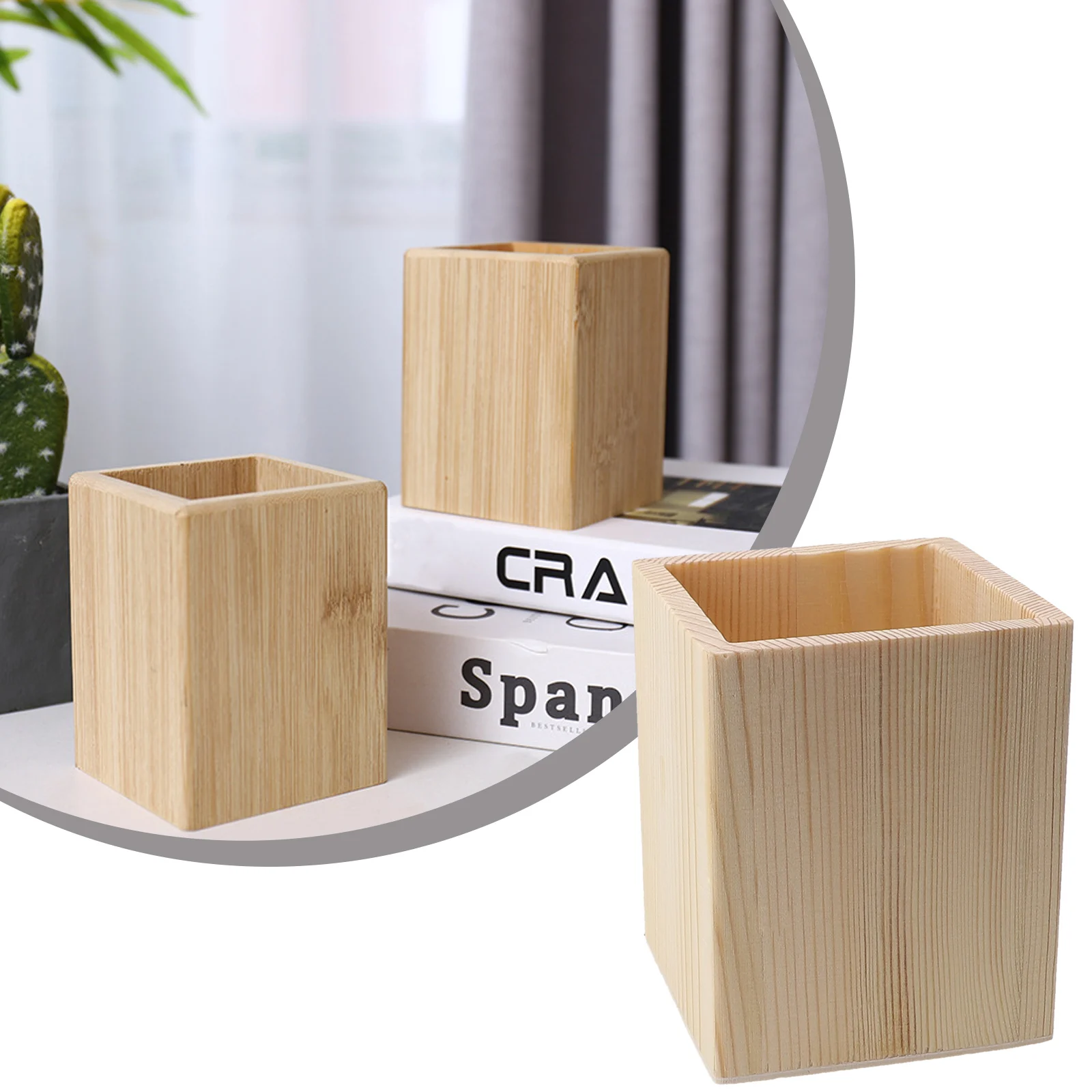 

Versatile Wooden Desk Organizer Neatly Store Pens Pencils Scissors and Highlighters Stationery Makeup Brush Box