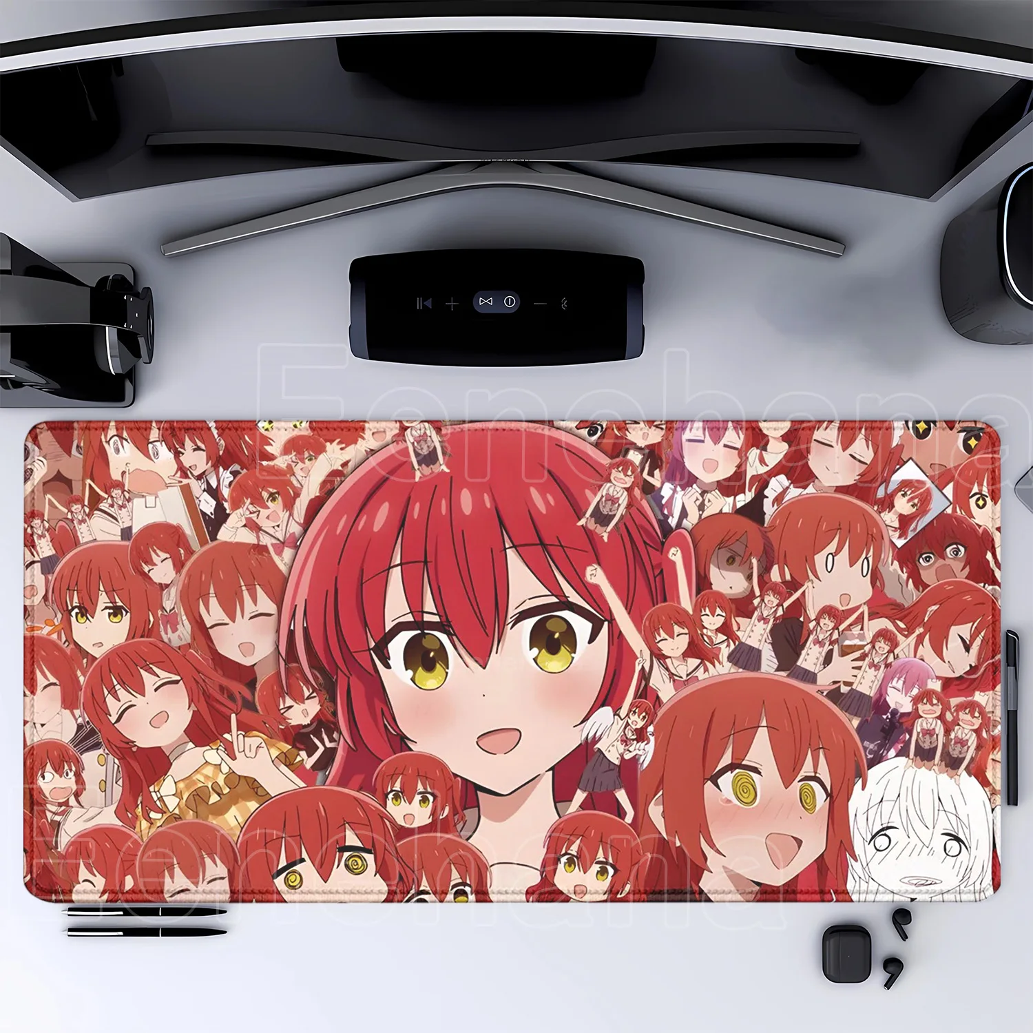Bocchi The Rock Large Gaming Mousepad - HD Print Rubber Desk Mat with Locking Edge and Non-Slip Base