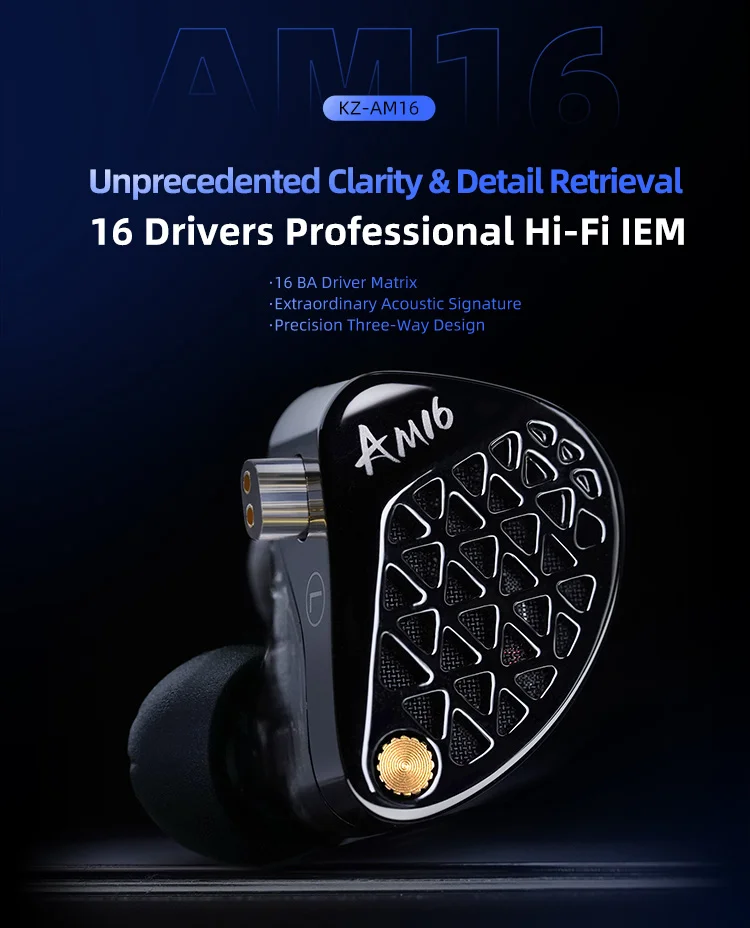 16BA Balanced Armature In-Ear Earphone Tuning HiFi Bass Enhanced Headphones 2PIN Replaceable Cable_voghion.com