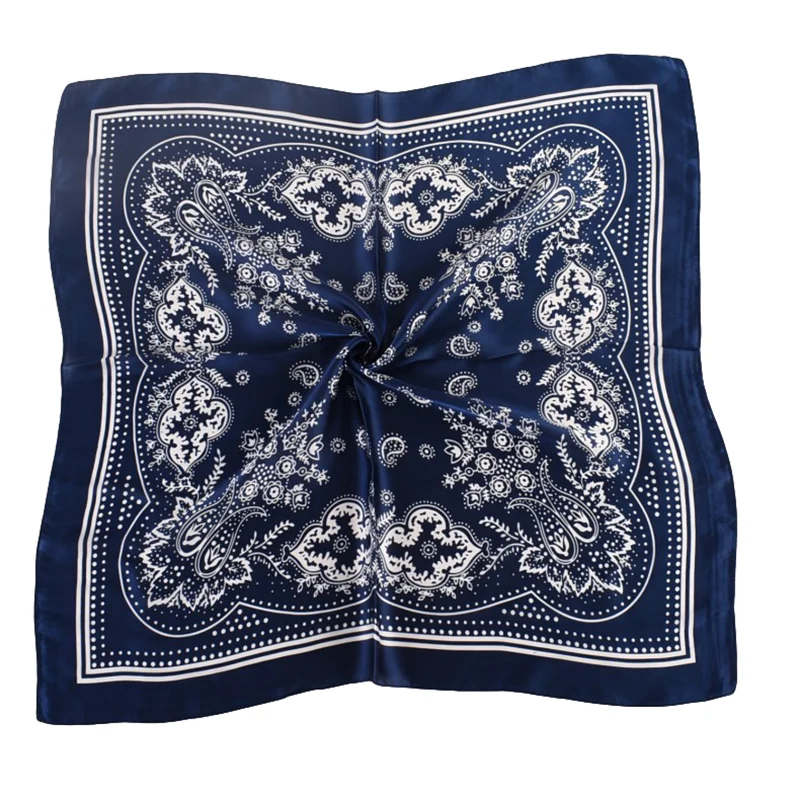 European and American Hot Sale Vintage Paisley Small Cashew Flower 70*70 Satin Square Silk Scarf 6