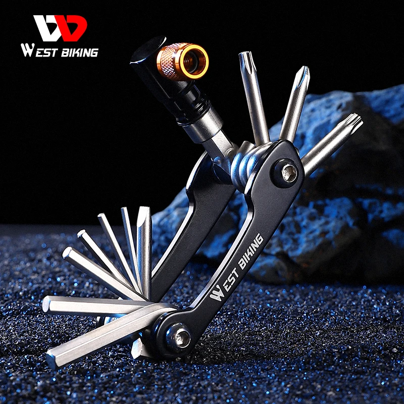 West Biking YP0719349 Cycling Multifunction Tools Portable Kit CO2 Pump Professional Cr V Alloy Hex Wrench Screwdrivers Bicycle Multitools