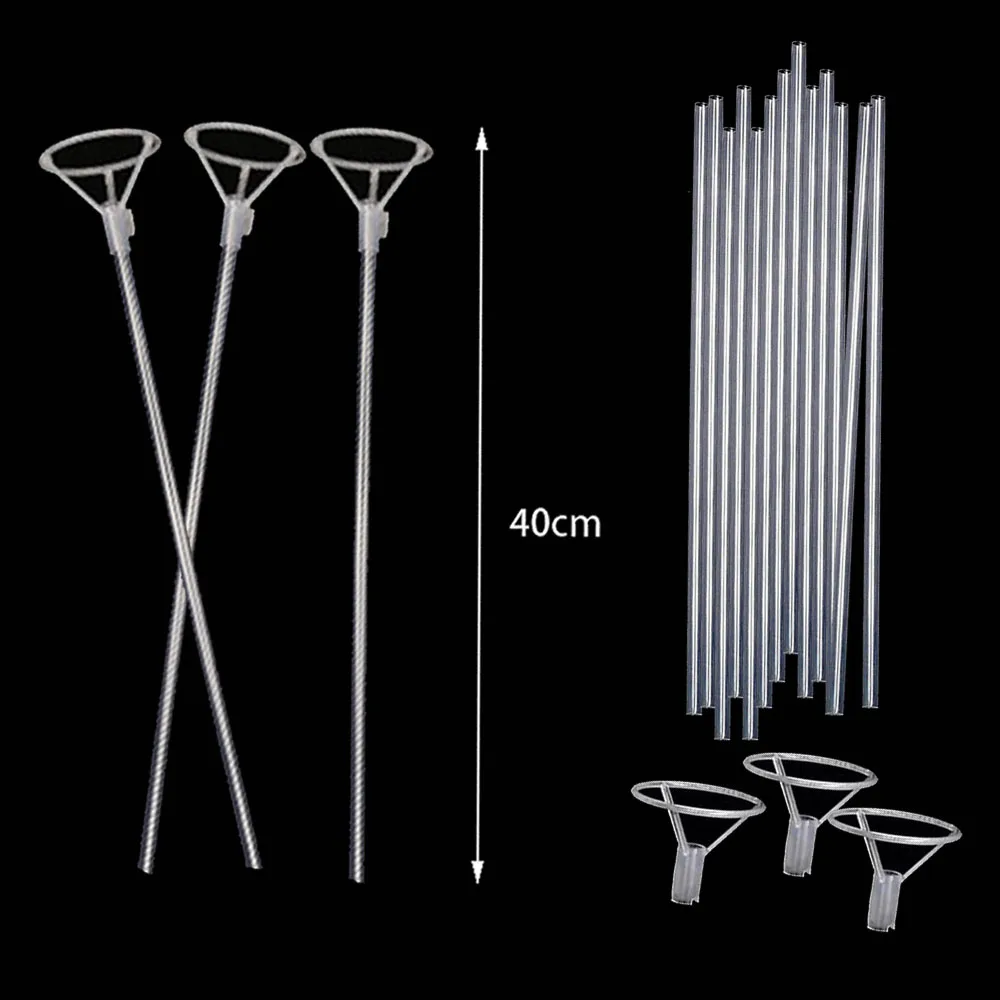 40cm White PVC Rods With Cup Transparent Plastic Balloon Holder Sticks 10/20/50/100pcs for Birthday Wedding Party