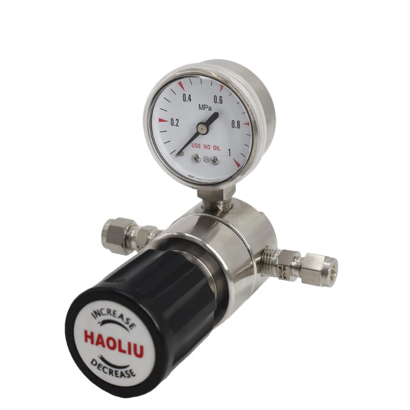 

pressure stabilizing valve pipeline helium pressure gauge 316L stainless steel two-stage single gauge low pressure gas regulator