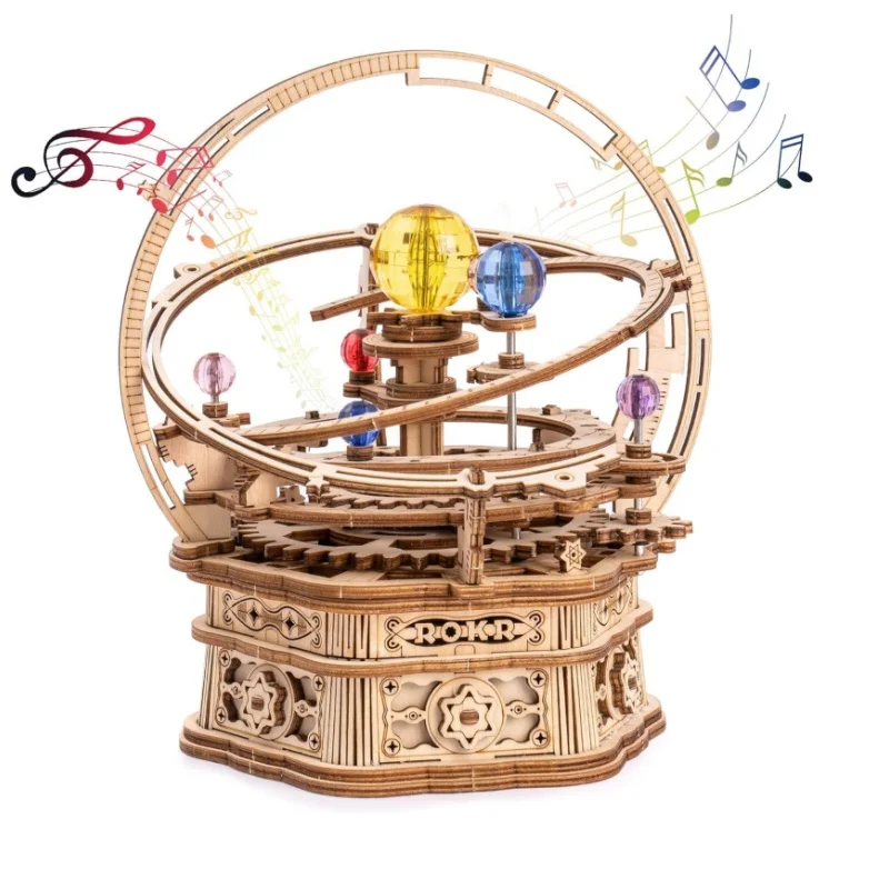 ROKRRotatingStarryNightMechanicalMusicBox3DWoodenPuzzle