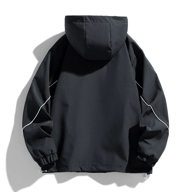 oversized casual jacket men's trendy brand hooded loose work clothes outdoor fat man loose waterproof windproof assault jacket