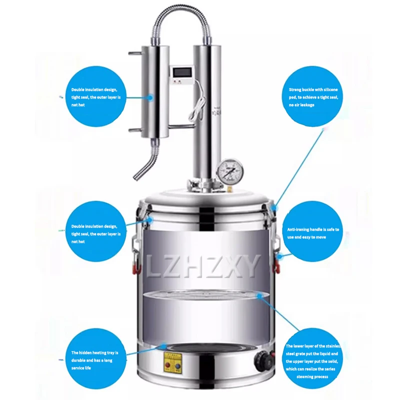 50L Alcohol Whisky Moonshine Still Small Wine Steamer Pure Dew Distillation Machine Small Household Essential Oil Extractor 2