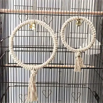 Hemp Rope Bird Ring Toy with Bell 1