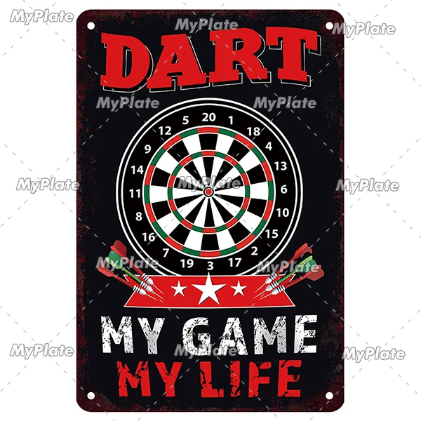 Vintage Metal Darts Sign - Bar & Club Wall Decor Art Poster Gift