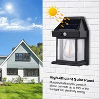 Applique murale extérieure étanche à énergie solaire avec capteur de mouvement Filament de tungstène décoration de jardin lampe à LED 3 Modes 1-4 pièces 6