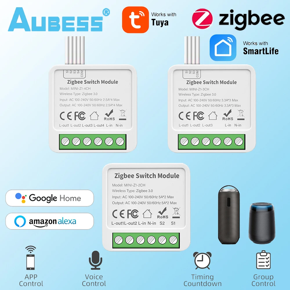 Tuya Zigbee 1/2/3/4 Smart Gang Switch Module 2 Way Control Diy Breaker Smart Home Funziona Con Alexa Google Home 33 Alice