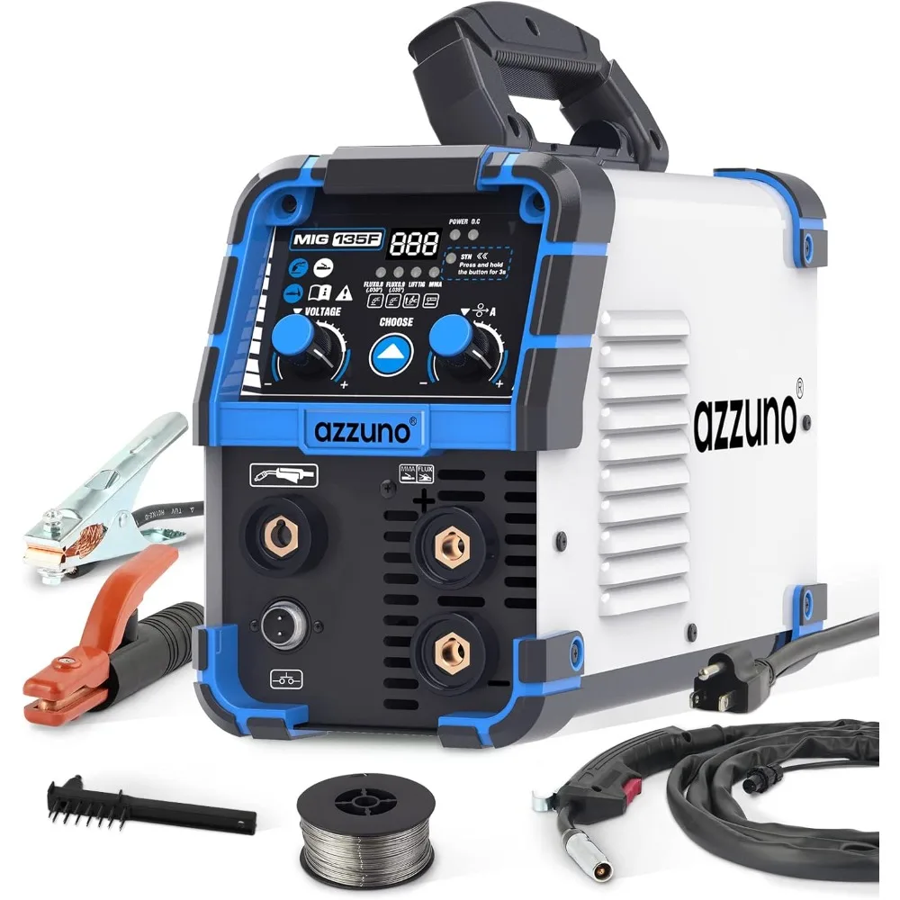 

135 Amp MIG Welder, 3 in 1 Multiprocess Welder 110V Flux Core Welder Flux MIG/Lift TIG/Stick Welding Machine Synergic