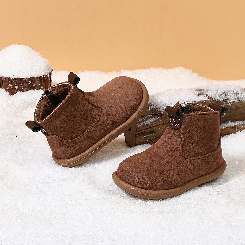 Baby Boys Girls Plush Warm Winter Outdoor Snow Boots Zipper Martin Non-slip First Walkers Shoes