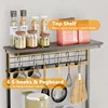 Kitchen Bakers Rack, Microwave Stand with Storage 4 Tiers, Coffee Bar Station with 6 S Hooks and Pegboard 4