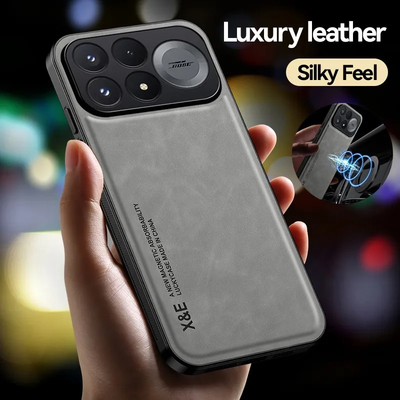 Magnetic Leather Soft Silicone Phone Cover with Car Holder Function