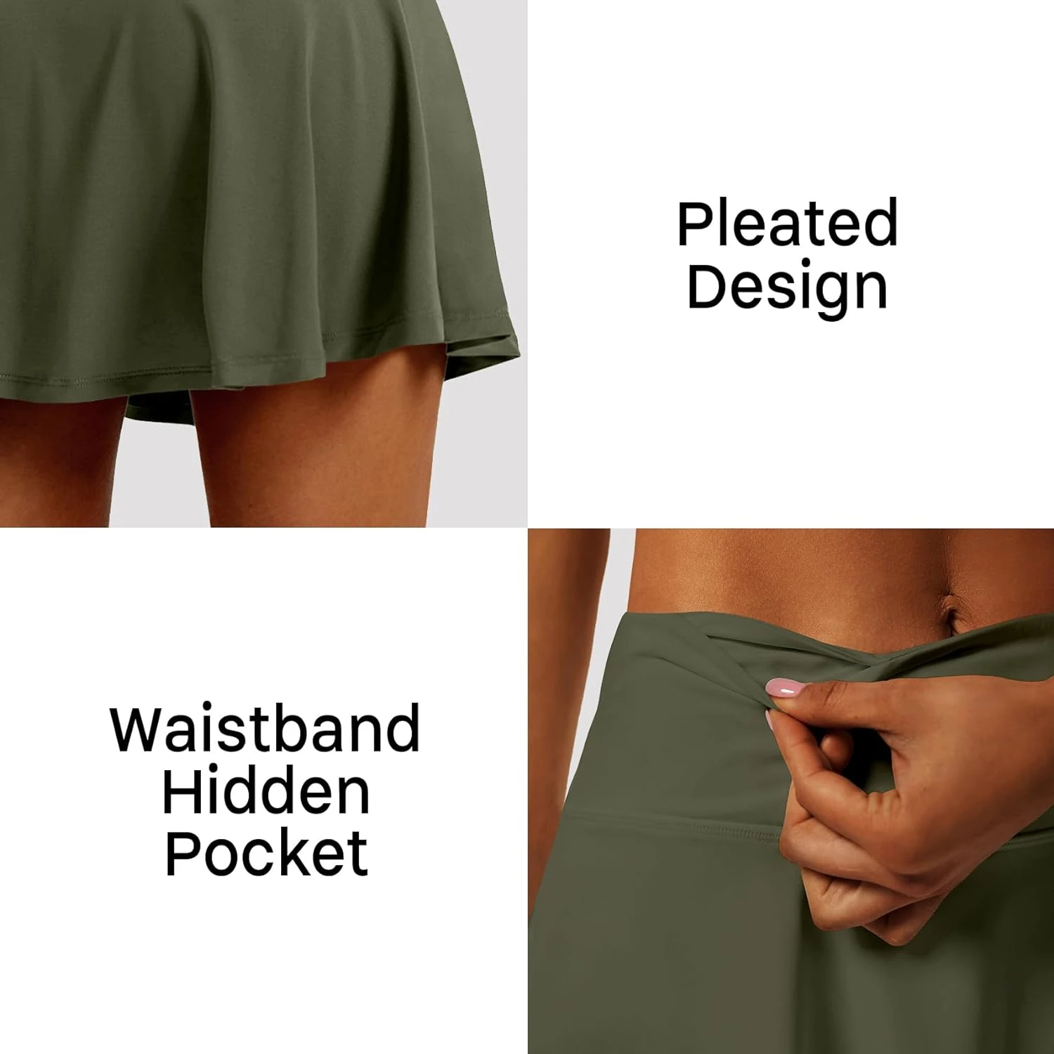 Lightweight Athletic Women's High Waist Pleated Tennis Skirt with 4 Pockets Ideal for Running and Golf-LXNMGO Fitness Skorts