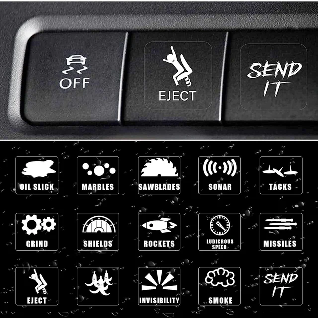 15pcs/Set Creative Car Switch Button Stickers Dashboard Console Label Decals Self-Adhesive Decorations For Car Truck