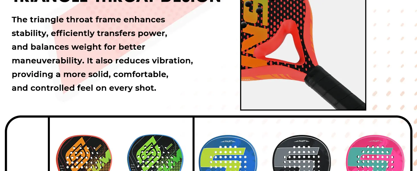 INSUM Padel Racket Series Carbon Fiber Surface EVA Memory Design with Comfortable Grip All-Weather Resistant Paddle Racquet
