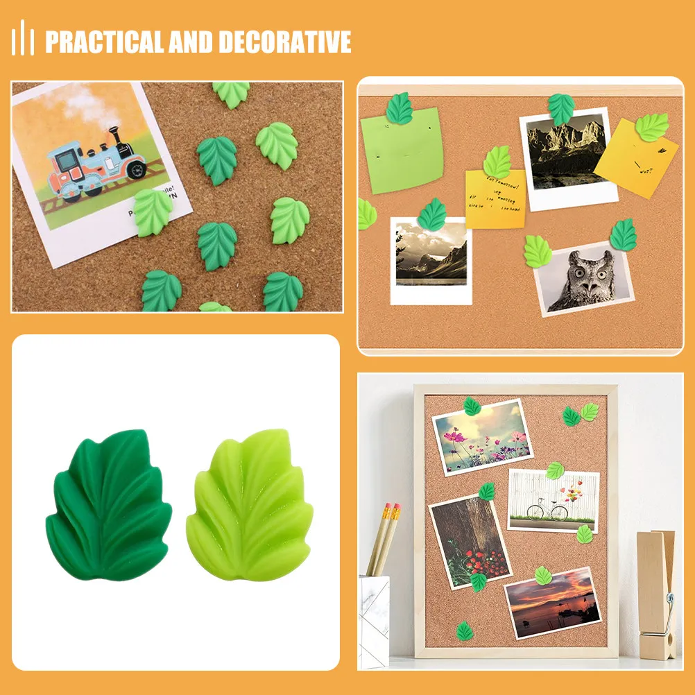 20개 귀여운 나뭇잎 모양 레진 푸시핀, 사무실 코르크보드 벽 게시판 장 예쁜 핀