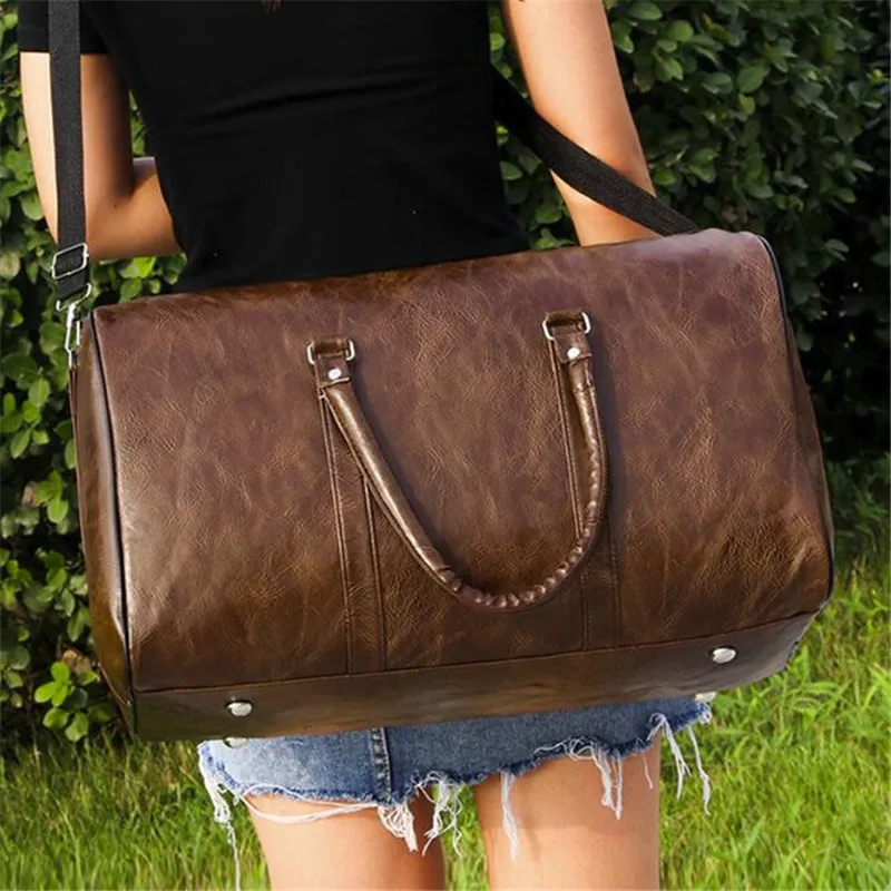

Unisex Large Capacity Waterproof Luggage Bag Portable Sport Weekend Bags Business Duffle Bag Soft Leather Travel Bag Suitcase