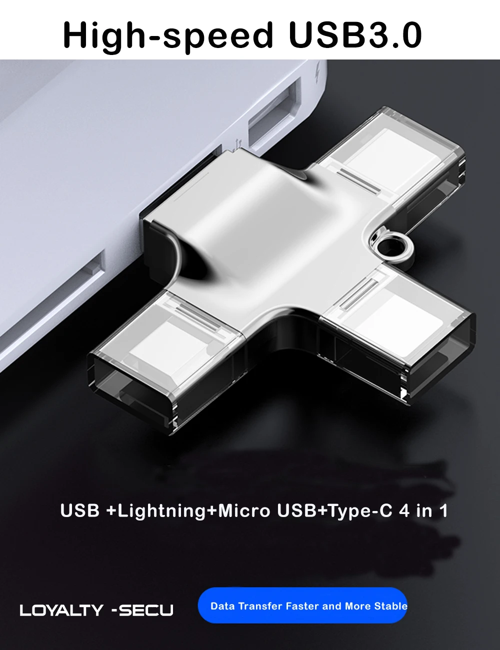 4 In 1 OTG TF Card Reader Adapter Type-C Lighting Micro USB USB3.0 All In 1 for iPhone Android Huawei Samsung Xiaomi Laptop PC 4