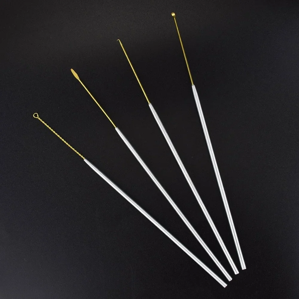 4pcs 구리 스테인레스 스틸 귀 왁스 선택 큐렛 귀지 제거 피커 Earpick 클리너 도구 키트 어린이 성인 홈 세트