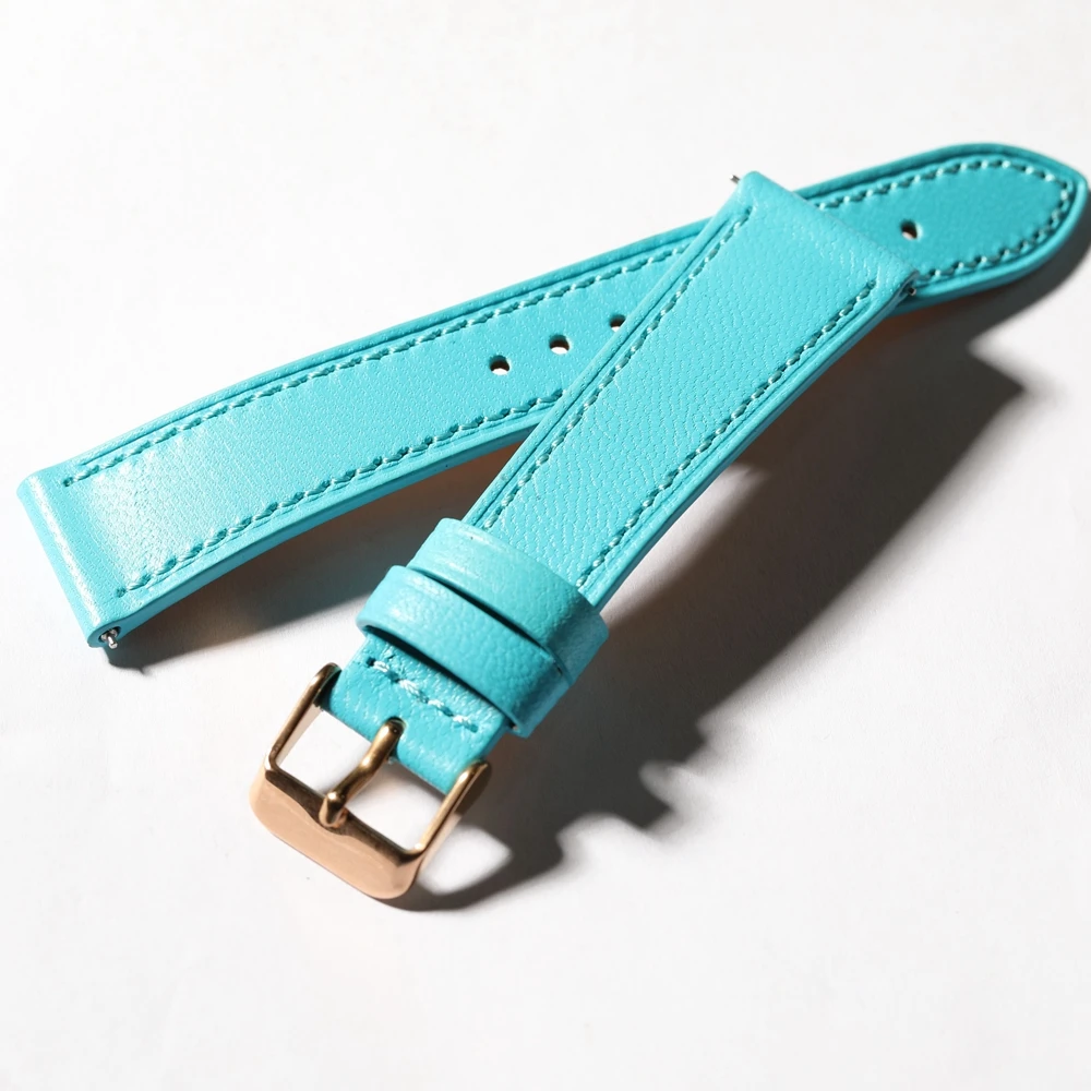 Handmade Blue Genuine Leather Vintage Watchband with Quick Release